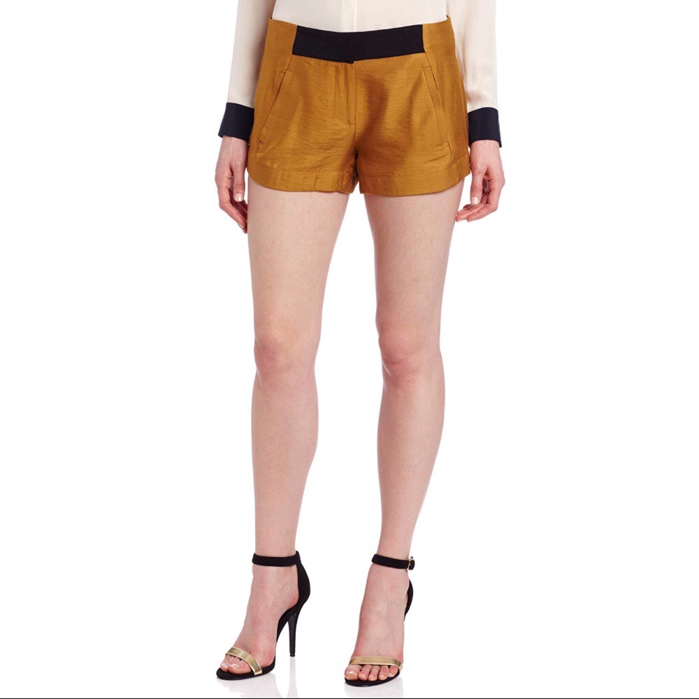 BCBGENERATION SHORT SHORTS MUSTARD TUXEDO HOT PANT